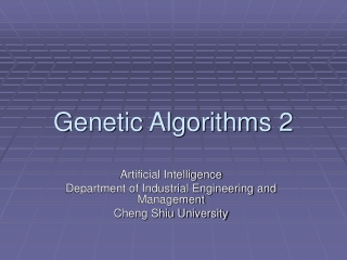 Genetic Algorithms 2