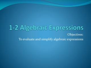 1-2 Algebraic Expressions