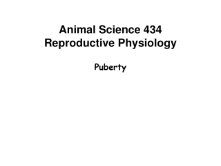 Animal Science 434 Reproductive Physiology