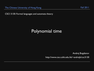 CSCI 3130: Formal languages and automata theory