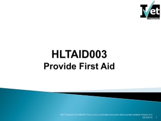 HLTAID003 Provide First Aid