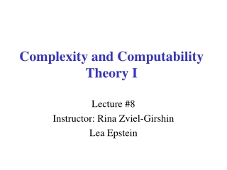 Complexity and Computability Theory I