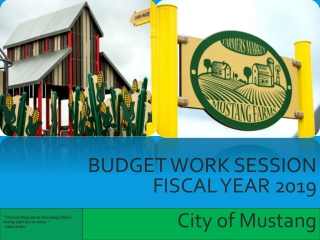 Budget WORK SESSION fiscal year 2019