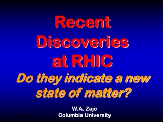 Recent Discoveries  at RHIC  Do they indicate a new state of matter?