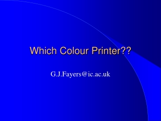 Which Colour Printer??