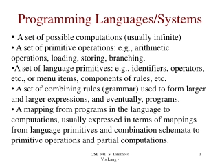 Programming Languages/Systems