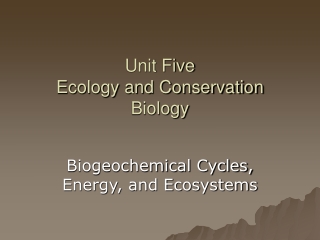 Unit Five Ecology and Conservation Biology