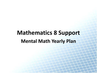 Mathematics 8 Support Mental Math Yearly Plan