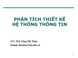 PHÂN TÍCH THIẾT KẾ HỆ THỐNG THÔNG TIN