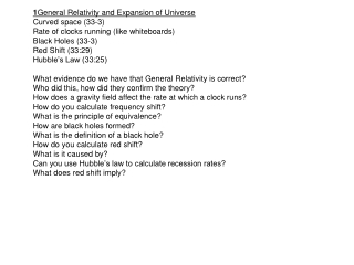 1 General Relativity and Expansion of Universe Curved space (33-3)