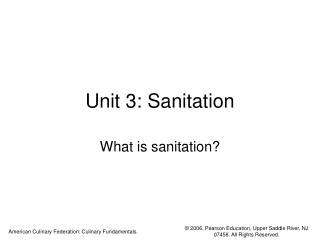 Unit 3: Sanitation
