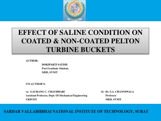 Effect of Saline Condition on Coated &amp; Non-Coated Pelton Turbine Buckets