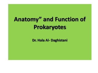 Anatomy” and Function of Prokaryotes Dr.  Hala  Al-  Daghistani