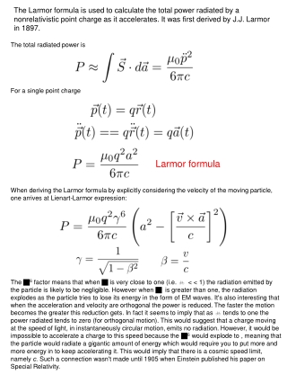 The total radiated power is For a single point charge