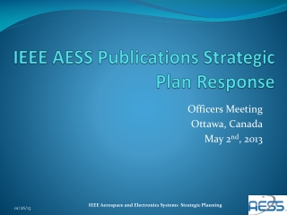 IEEE AESS Publications Strategic Plan Response