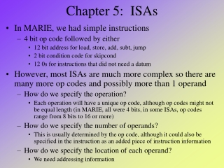 Chapter 5:  ISAs