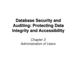 Database Security and Auditing: Protecting Data Integrity and Accessibility