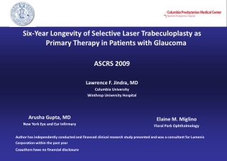 Six-Year Longevity of Selective Laser Trabeculoplasty as Primary Therapy in Patients with Glaucoma