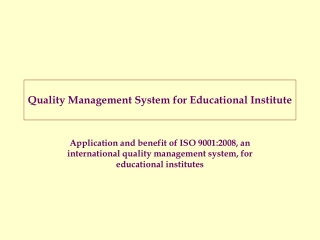 Quality Management System for Educational Institute
