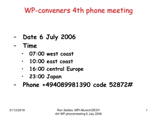 WP-conveners 4th phone meeting