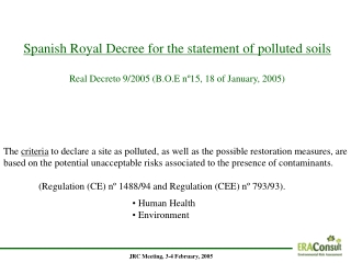 Spanish Royal Decree for the statement of polluted s oils