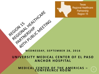 Region 15 Regional Healthcare Partnership 40th Public Meeting