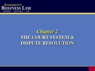 Chapter 2 THE COURT SYSTEM &amp; DISPUTE RESOLUTION