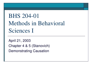 BHS 204-01 Methods in Behavioral Sciences I