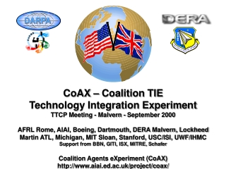 CoAX – Coalition TIE Technology Integration Experiment TTCP Meeting - Malvern - September 2000