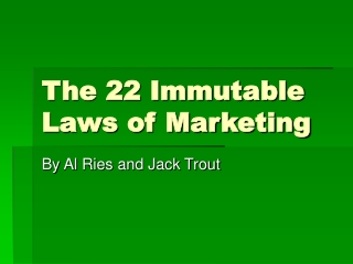 The 22 Immutable Laws of Marketing