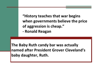 The Baby Ruth candy bar was actually named after President Grover Cleveland’s baby daughter, Ruth.