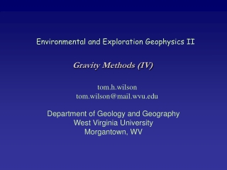 Environmental and Exploration Geophysics II