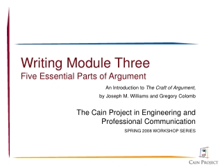 Writing Module Three Five Essential Parts of Argument