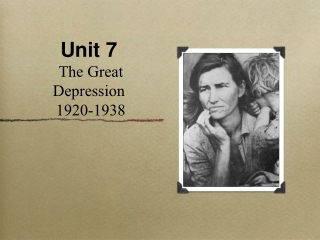 Unit 7  The Great Depression  1920-1938