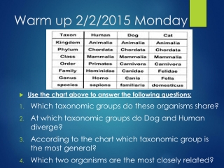 Warm up 2/2/2015 Monday