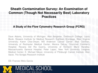 Previous FCRG Study looking at common sorter  contaminants
