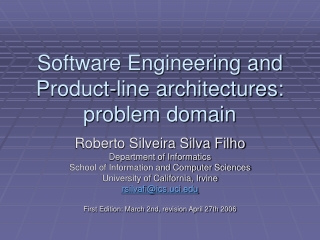 Software Engineering and Product-line architectures: problem domain