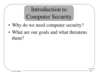 Introduction to  Computer Security