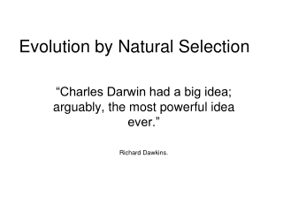 Evolution by Natural Selection