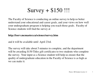 Survey + $150 !!!