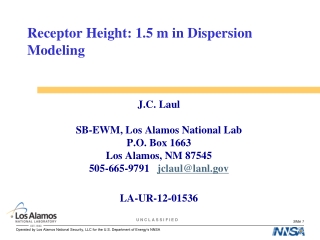 Receptor Height: 1.5 m in Dispersion Modeling