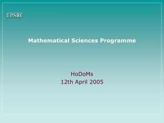 Mathematical Sciences Programme