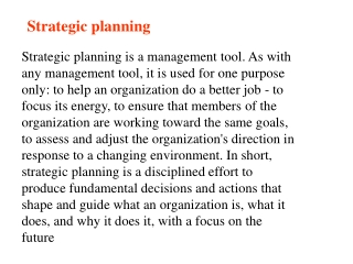 Strategic planning