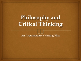 Philosophy and  Critical Thinking