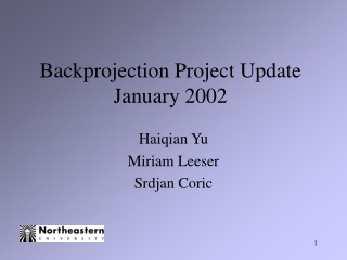 Backprojection Project Update January 2002