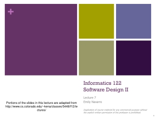 Informatics 122 Software Design II