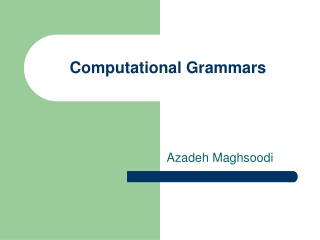 Computational Grammars