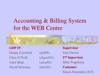 Accounting &amp; Billing System  for the WEB Centre