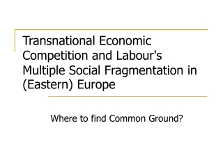 Transnational Economic Competition and Labour's Multiple Social Fragmentation in (Eastern) Europe