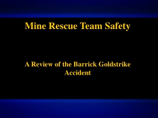 Mine Rescue Team Safety